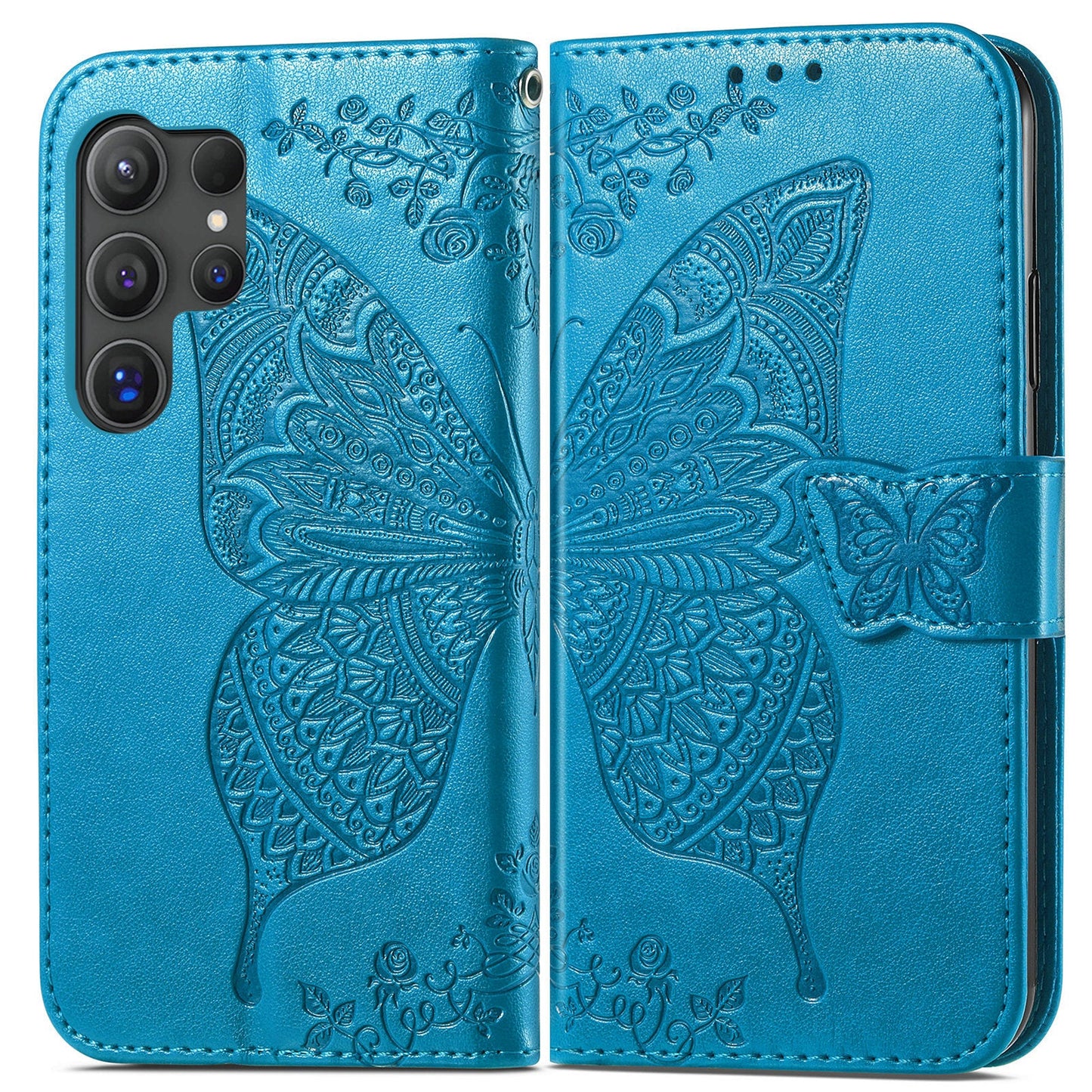 Embossed Butterfly Wallet Flip Case for Samsung Galaxy S25 Ultra